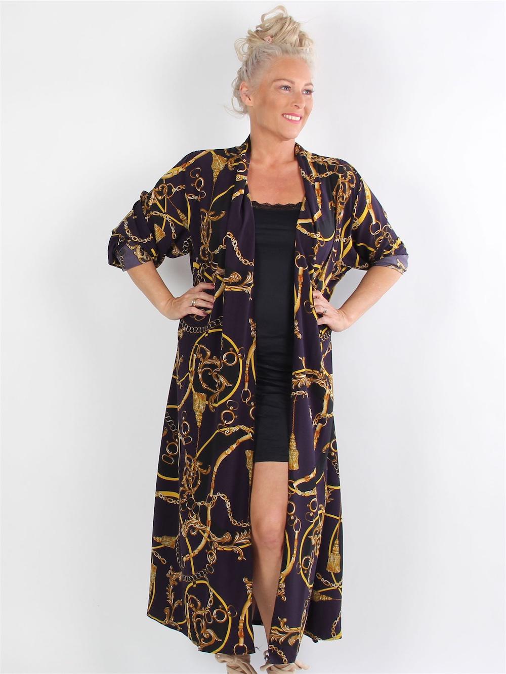 Winnie - Bordeauxfarvet kimono med lænker og bindebånd